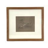 Bull & Sheep Study Graphite & Chalk, Framed