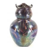 Antique Bohemian Iridescent Art Glass Vase
