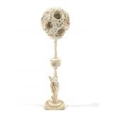 Chinese Carved Puzzle Ball & Matching Stand