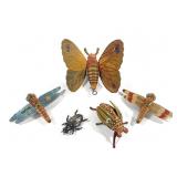 5 Tin Litho Wind Up Toy Bugs