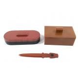 Bakelite Dresser & Desk Boxes w Letter Opener