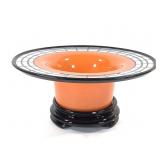 Art Deco Czech Glass Bowl w Glass Base