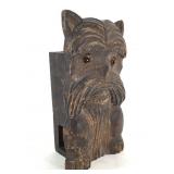 Folk Art Carved Wood Dog Matchbox Holder