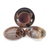 3 Studio Pottery Stoneware Serving Dishes