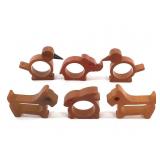 6 Bakelite Animal Form Napkin Rings