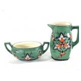 Erphila Czech Art Pottery Pitcher & Open Sugar