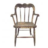 Painted Early Country Spindle Back Arm Chair