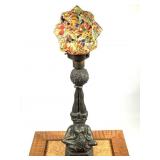 Early 20thC Figural Lamp Base w End of Day Glass