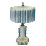 Glass Boudoir Lamp w Blue Highlights 1930-40s