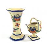 Czechoslovakia Art Deco Vase & Teapot