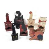 Folk Art Cat Matchbox Holders