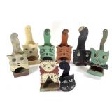 8 Folk Art Cat Matchbox Holders