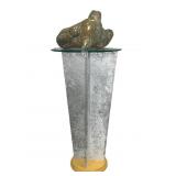 Marble Sculpture w Metal & Glass Wm Itter Stand