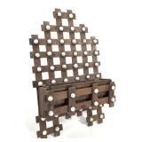 Folk Tramp Art Lattice Wall Mount Container