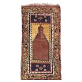 Early Islamic Prayer Rug 71" x 38"