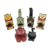 6 Folk Art Cat Matchbox Wall Mount Holders