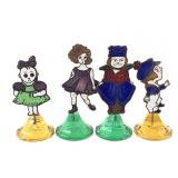 4 Enamel Metal Name Card Holders 1920-30s