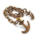 Folk Art Carved Wood Continuous Chain w Anchors