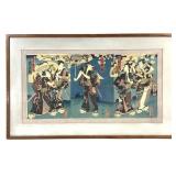 Kuniyoshi Utagawa Ukiyo-e Woodblck Kabuki Triptych
