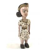 Carved & Polychrome Wood Lady Folk Art
