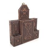 Tramp Art Chip Carved Cigar Box Match Holder