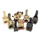 7 Cat & 1 Dog Folk Art Matchbox Holders