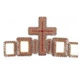 Folk Art Cigarette Wrapper Photo Frames w Cross