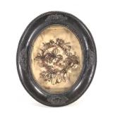 Victorian Woven Hair Mourning Wreath in Frame