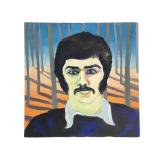 Naive Portrait on Canvas Signed Sullivan