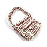 Folk Art Woven Cigarette Pack Handbag Red & White