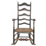 Antique Rush Seat Ladder Back Rocking Chair