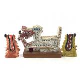 Bulwinkle Ceramic & Rubber Sculpture 3 Pcs