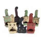 7 Cat Folk Art Matchbox Holders