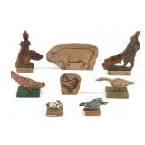 8 Antique Pressed Printed Paper Animals