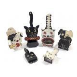 6 Folk Art Cat & Dog Matchbox Holders