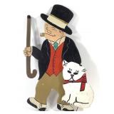 Early 20thC Cartoon Figure Wood Cutout & Cat