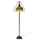 Vtg Handel Floor Lamp w Green Glass Shade