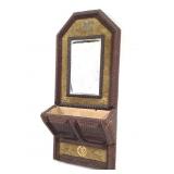 Tramp Art Wall Mount Comb Box & Mirror