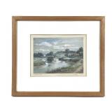 Thomas Whittle 1883 Watercolor Lock on River, Kent