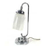 Vtg 1930-40s Chrome Lamp w Glass Shade