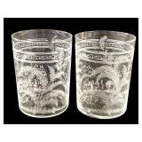 Fine Victorian Fern Etched Tumblers Pr
