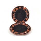 Redware Plates w Black Glaze Red Slip Early 20thC