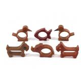 6 Bakelite Animal Shape Napkin Rings