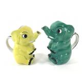 2 German Ceramic Elephant Pitchers