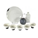 Japanese Porcelain Saki Set w Jar