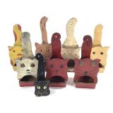8 Folk Art Painted Wood Cat Matchbox Holders