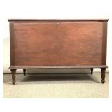 Antique Wood Chest w Document Box & Hinged Lid