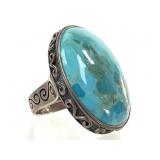 Signed Sterling Oversized Turquoise Ring 30gTW