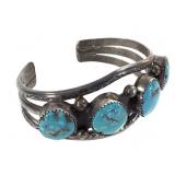 Silver & Turquoise Chunk Cuff 43.9gTW