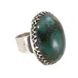 Gobi Agate Cabochon & Silver Ring 14gTW